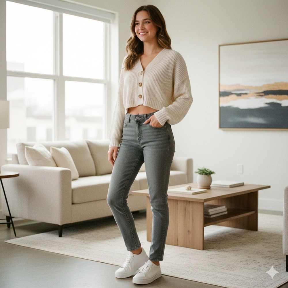 NYDJ Women's Gray Wash Slim Fit Pull On Ponte Pants - Size S